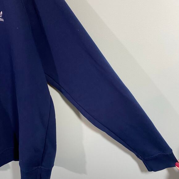 Adidas Men Navy Blue Trefoil Essentials Crew Pullover Sweatshirt Size XXL - Picture 8 of 9